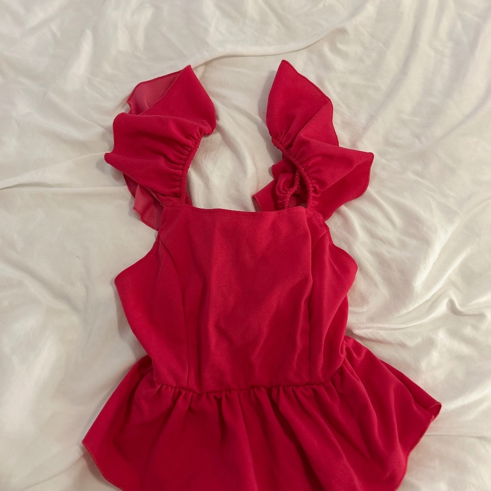 Women’s ruffle open back dress shirt